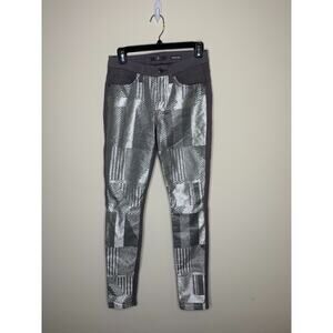 7 for all Mankind Womens 26 Jeans Malhia Kent Metallic Silver Coated Gray Slim